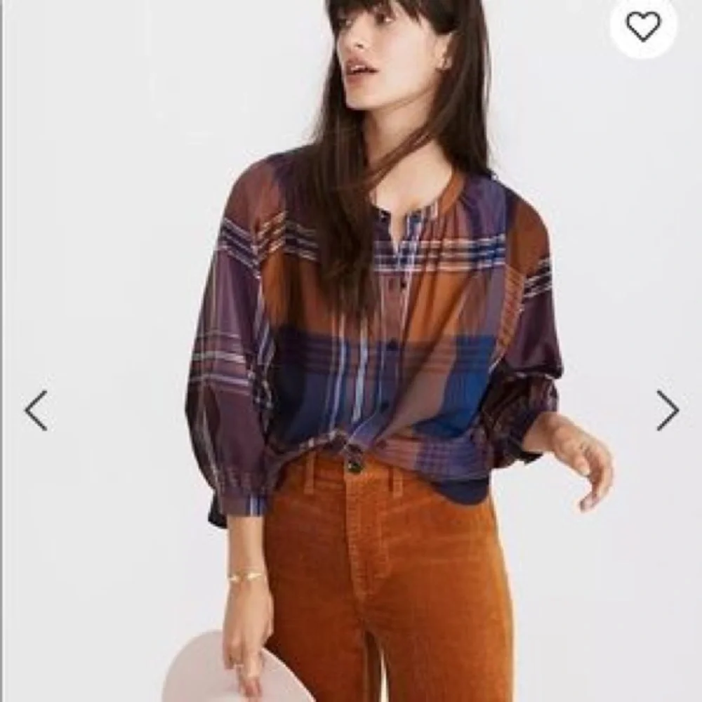Madewell plaid peasant top_2